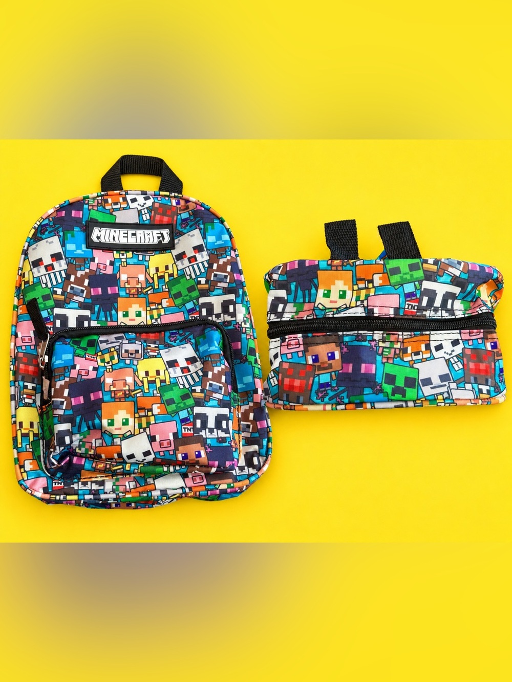 Minecraft Multi Character Chibi Backpack School Book Bag 11” Mojang Studios